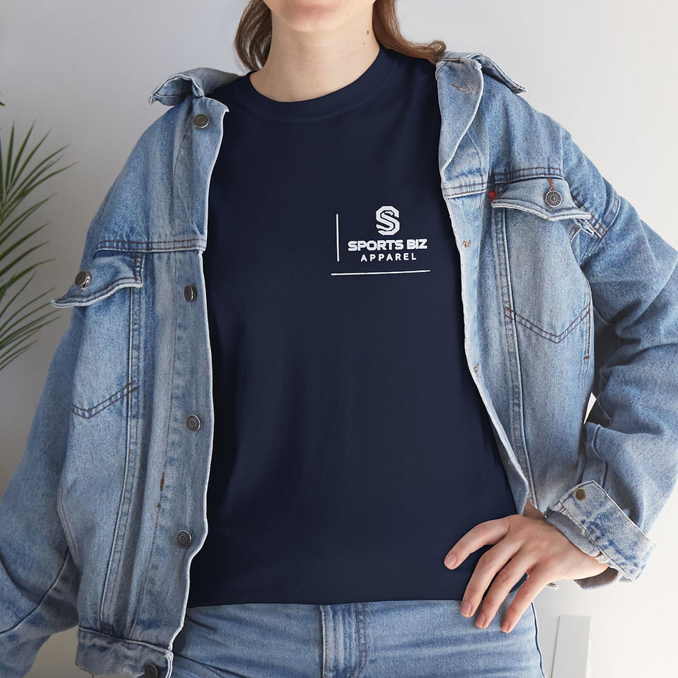 Thumbnail: Sports Biz Apparel Minimal New Logo +Name T‑Shirt — Chest Graphic Black Tee
