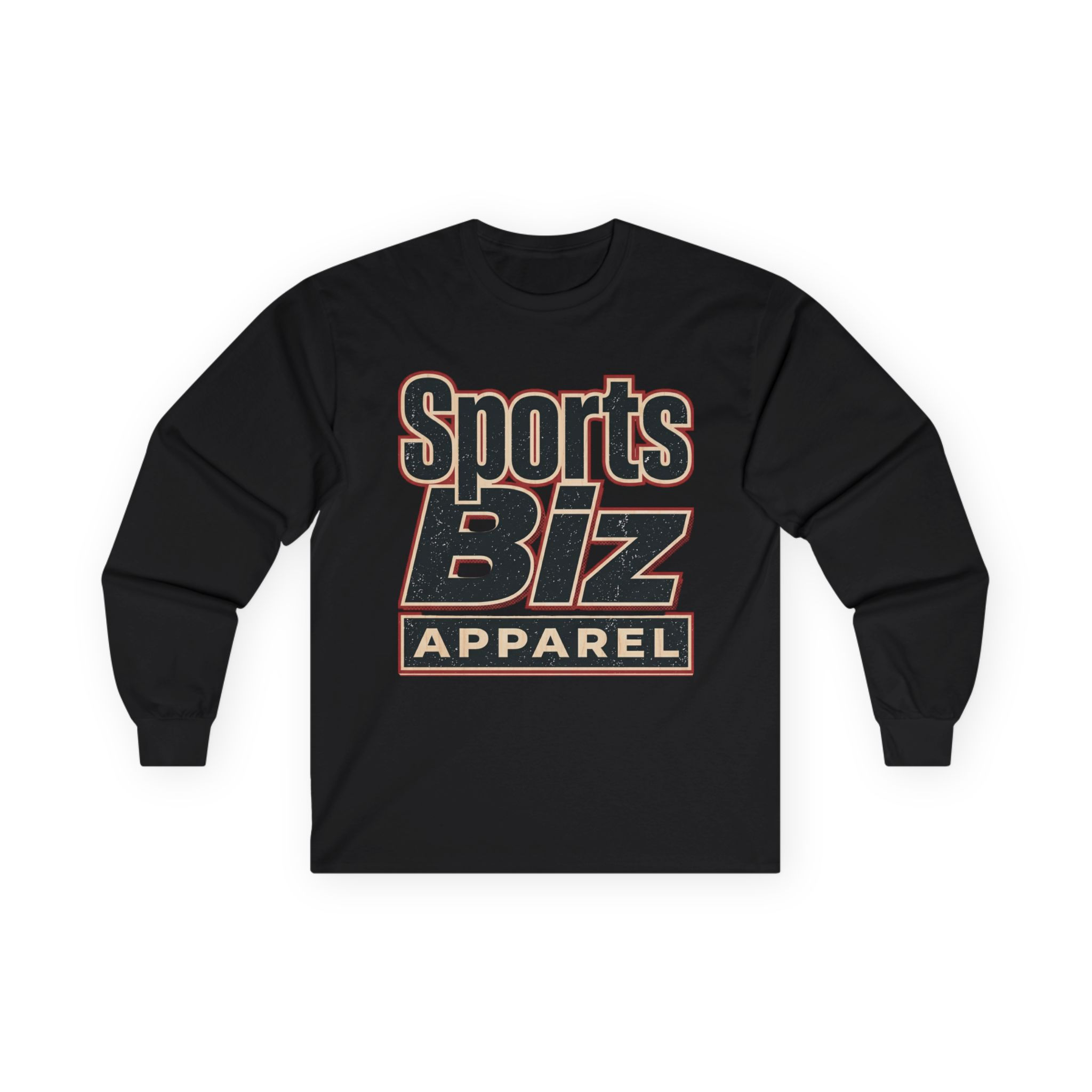 Sports Biz Apparel Long Sleeve Tee — Vintage Athletic Branding Shirt