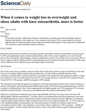 More weight loss is better for your knees!