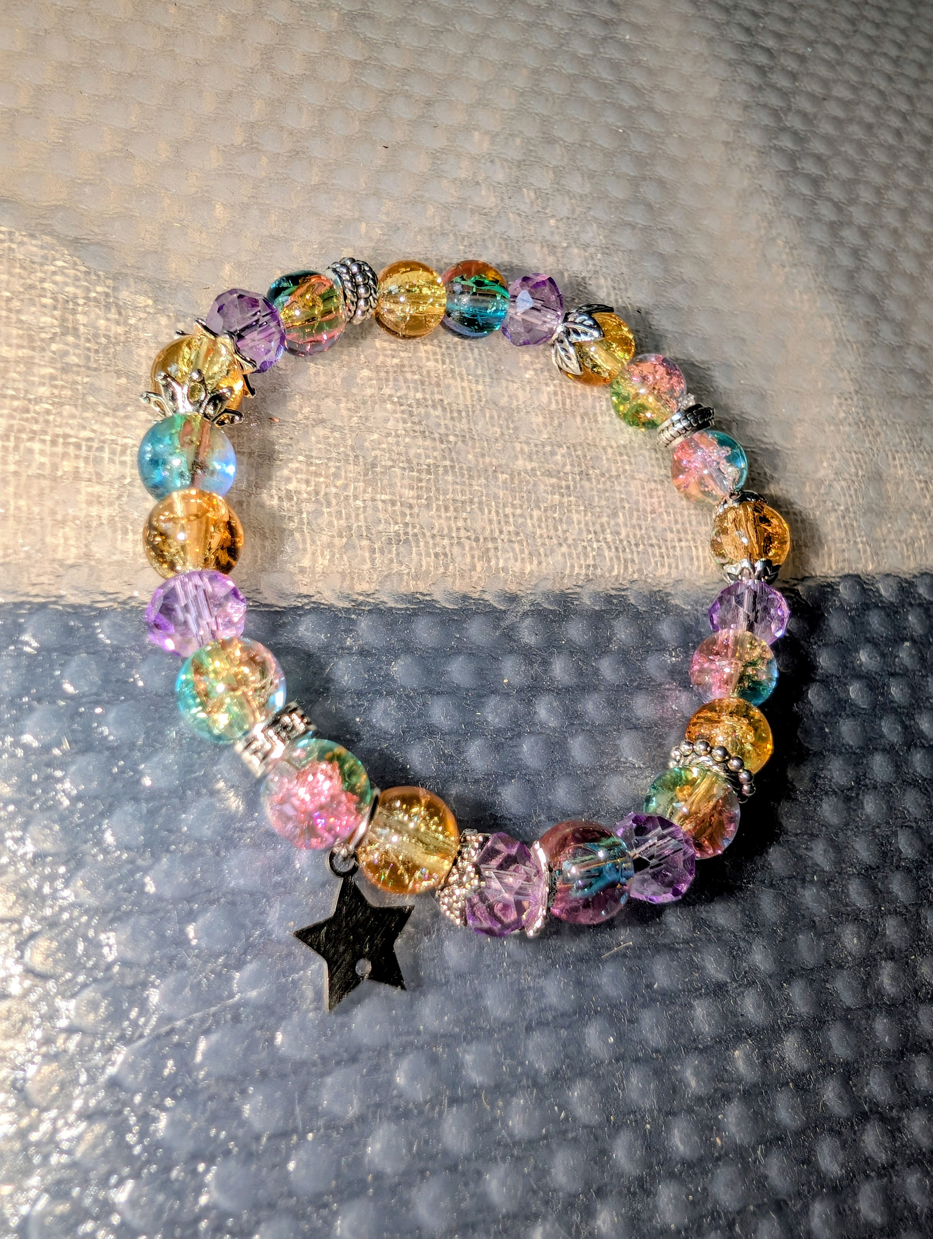 Bracelet rose-bleu-or - Etoile