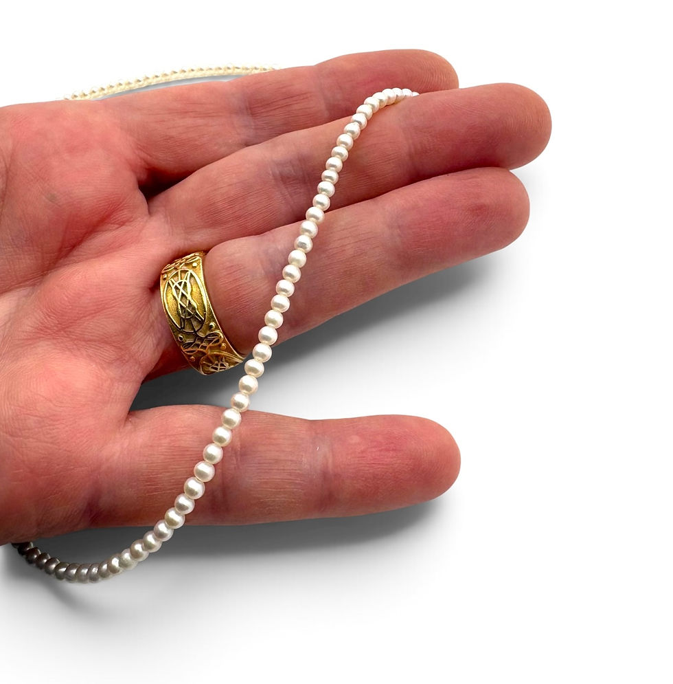 Miniaturbild: Perlen-Collier "Choker" Süßwasser Zuchtperlen 3mm mit Karabiner 925Ag/ verg.
