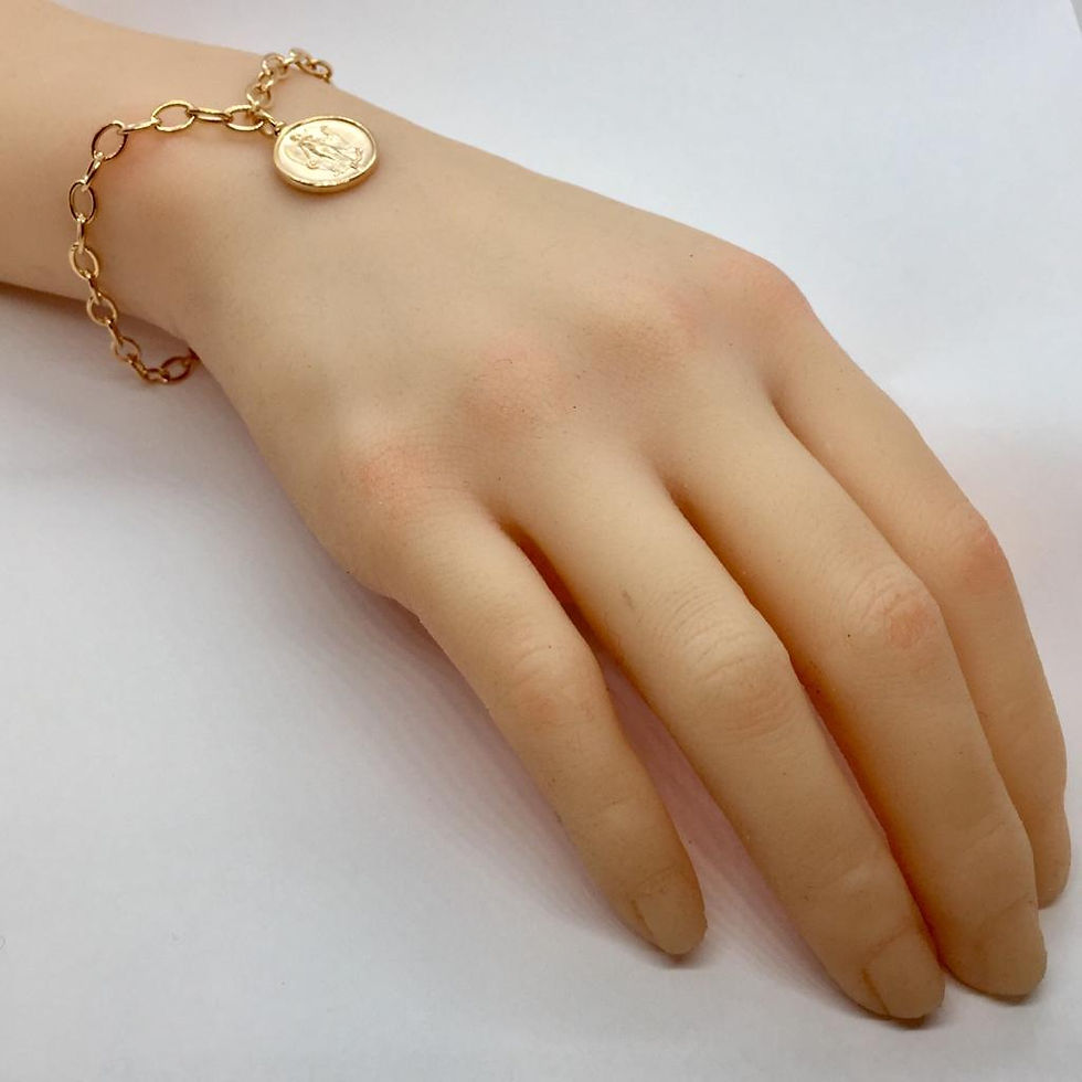 Miniaturbild: Gliederarmband in 925er Silber/ Rotgoldplatt. mit "Schutzengel" Amulett Anhänger