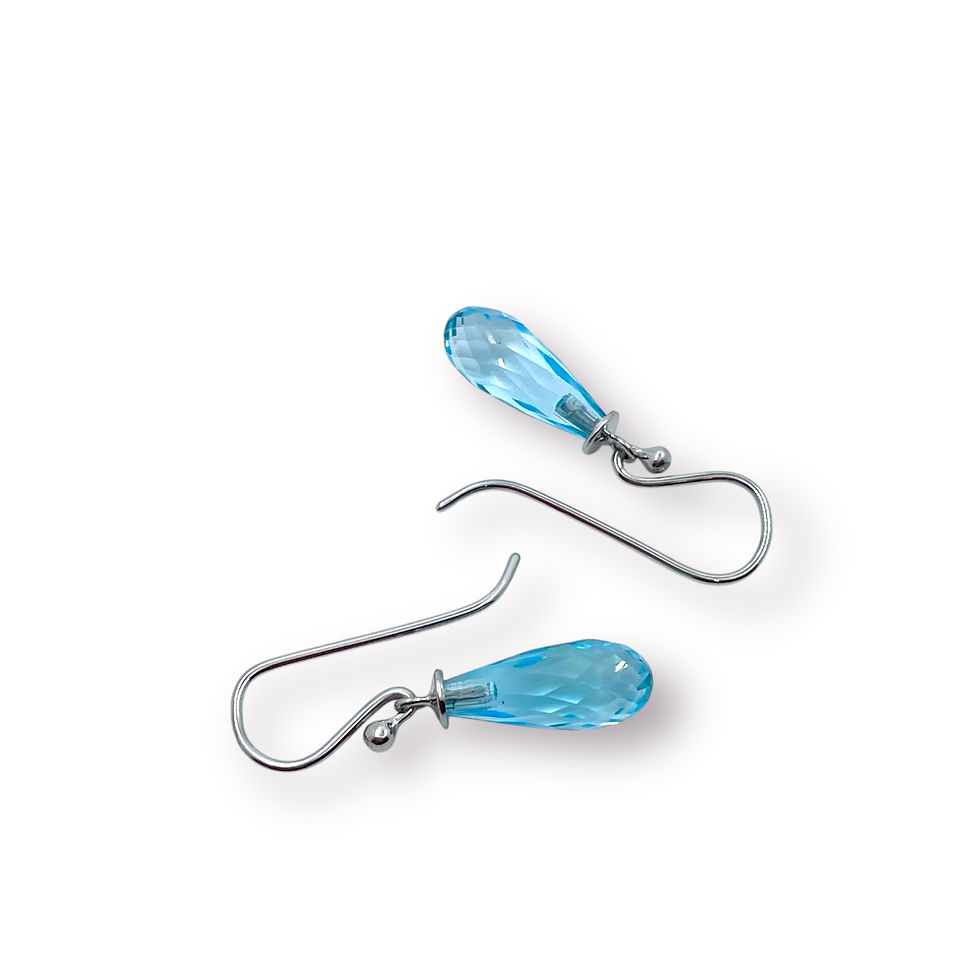 Miniaturbild: Ohrhänger Blautopas Tropfen/ facett. in 750er Pd Weißgold/ rhodiniert