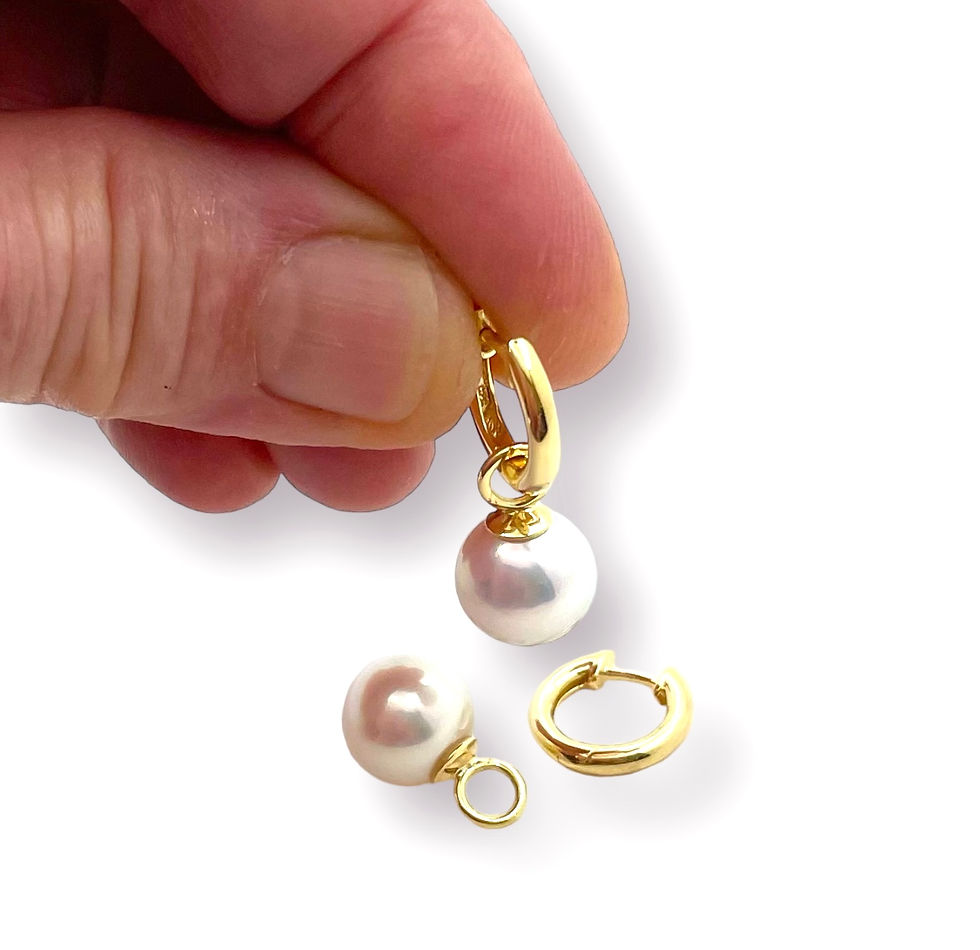 Miniaturbild: Unikat Klapp-Creolen mit Perlen, d=10,2 mm in 925er Silber/ Gelbgold plattiert