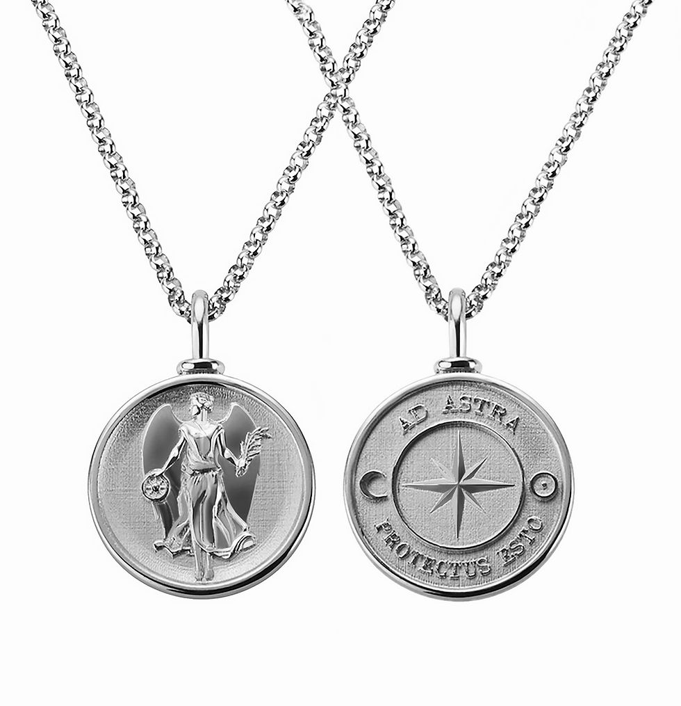 Miniaturbild: Unikat "Schutzengel" Amulett Anhänger in 750er PD Weißgold/ rhod. d = 16mm