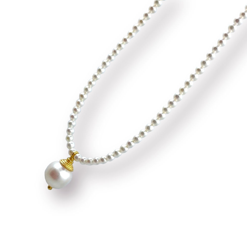 Miniaturbild: Perlencollier mit Anhänger u. Magnet-Kugelschliesse in 925er Silber/ verg.