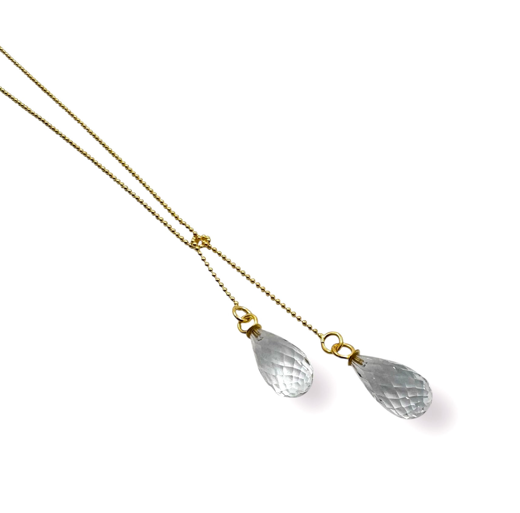 Kette/lang  mit Bergkristall Tropfen/facett. in 925er Silber m. 750er GG platt.