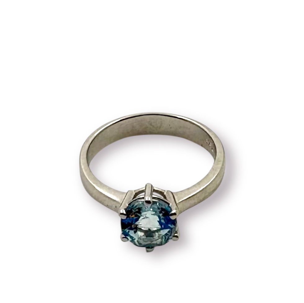 Miniaturbild: Aquamarin Ring Unikat in 750er Palladium Weißgold/ rhodiniert in RW 53 1/2