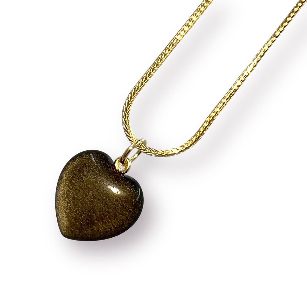 Miniaturbild: Anhänger "Herz" Gold-Obsidian an Fuchsschwanzkette in 925er Silber/ vergoldet