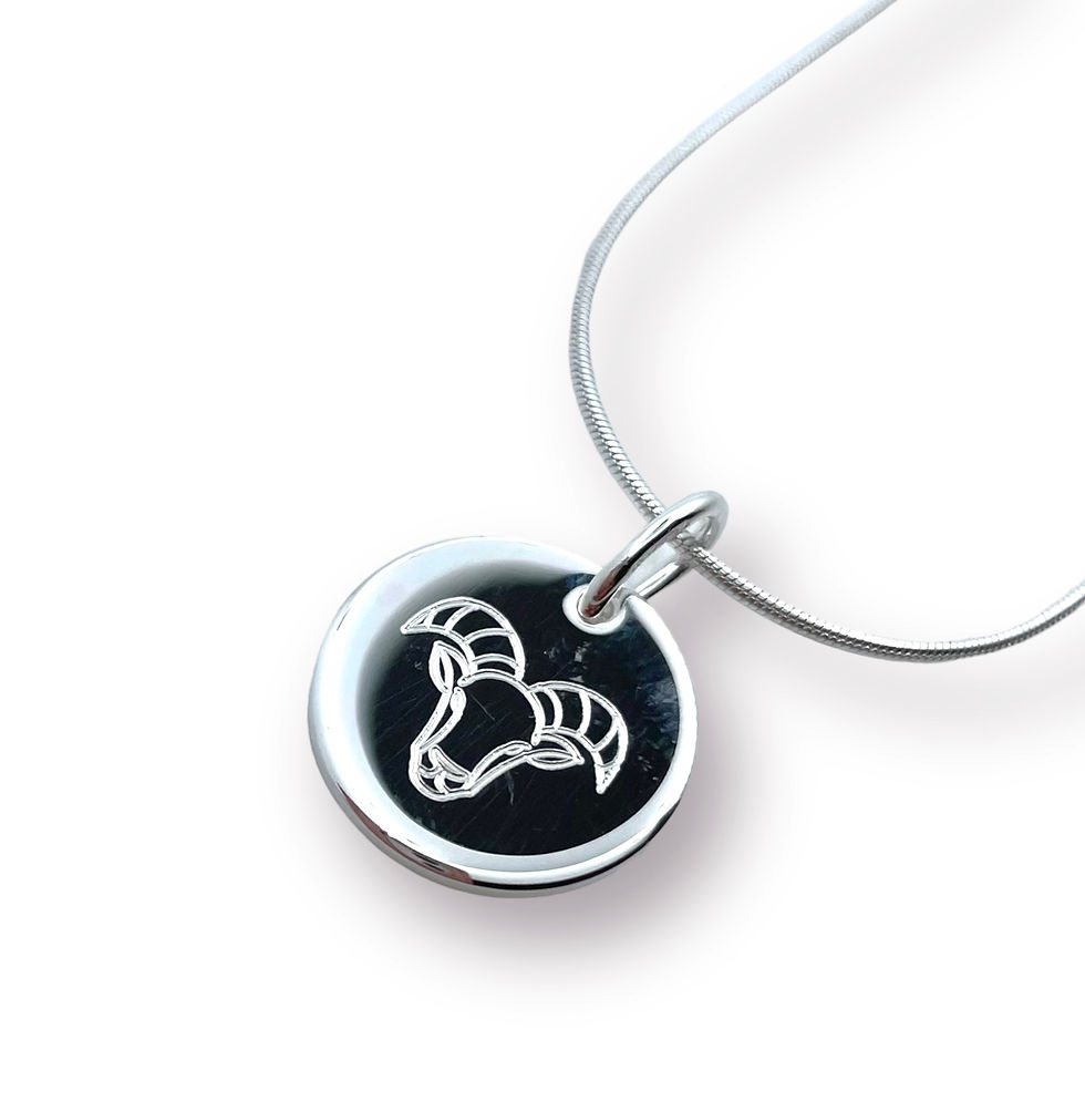 Miniaturbild: Massiver Plättchen Anhänger Motiv "Steinbock" graviert an Schlangenkette 925 Ag