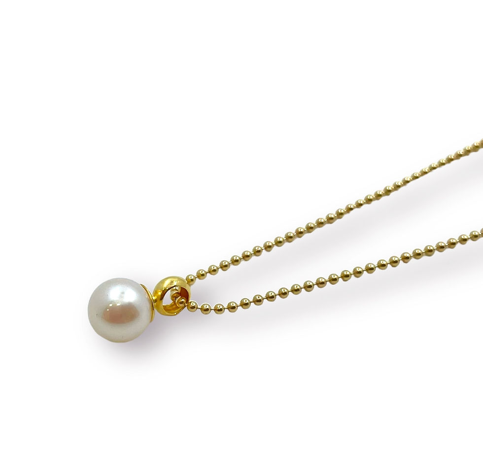 Miniaturbild: Gr. Perlen-Anhänger m. Fassung an Kugelkette in 925er Silber/vergoldet