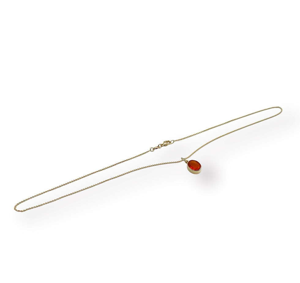 Miniaturbild: Feueropal Anhänger/ oval an Ankerkette in 750er Gelbgold