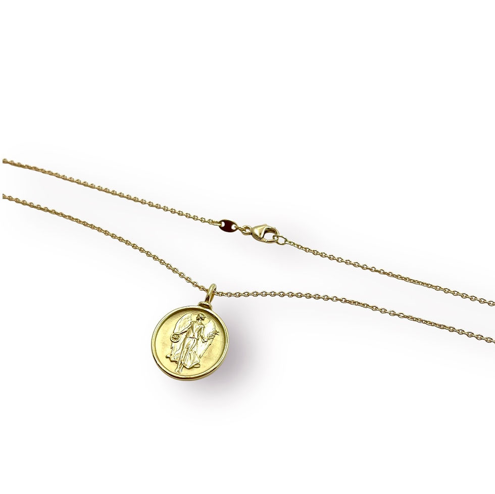 Miniaturbild: Schutzengel Amulett/massiv, d = 16mm m. Brillant an Ankerkette in 750er Gelbgold