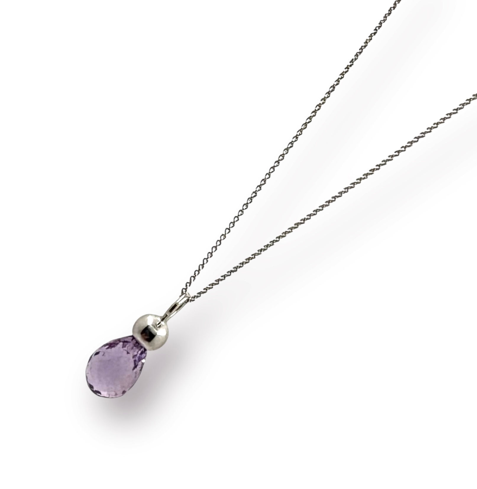 Amethyst Anhänger kl. an Ankerkette/ fein in 925er Silber/ rhodiniert