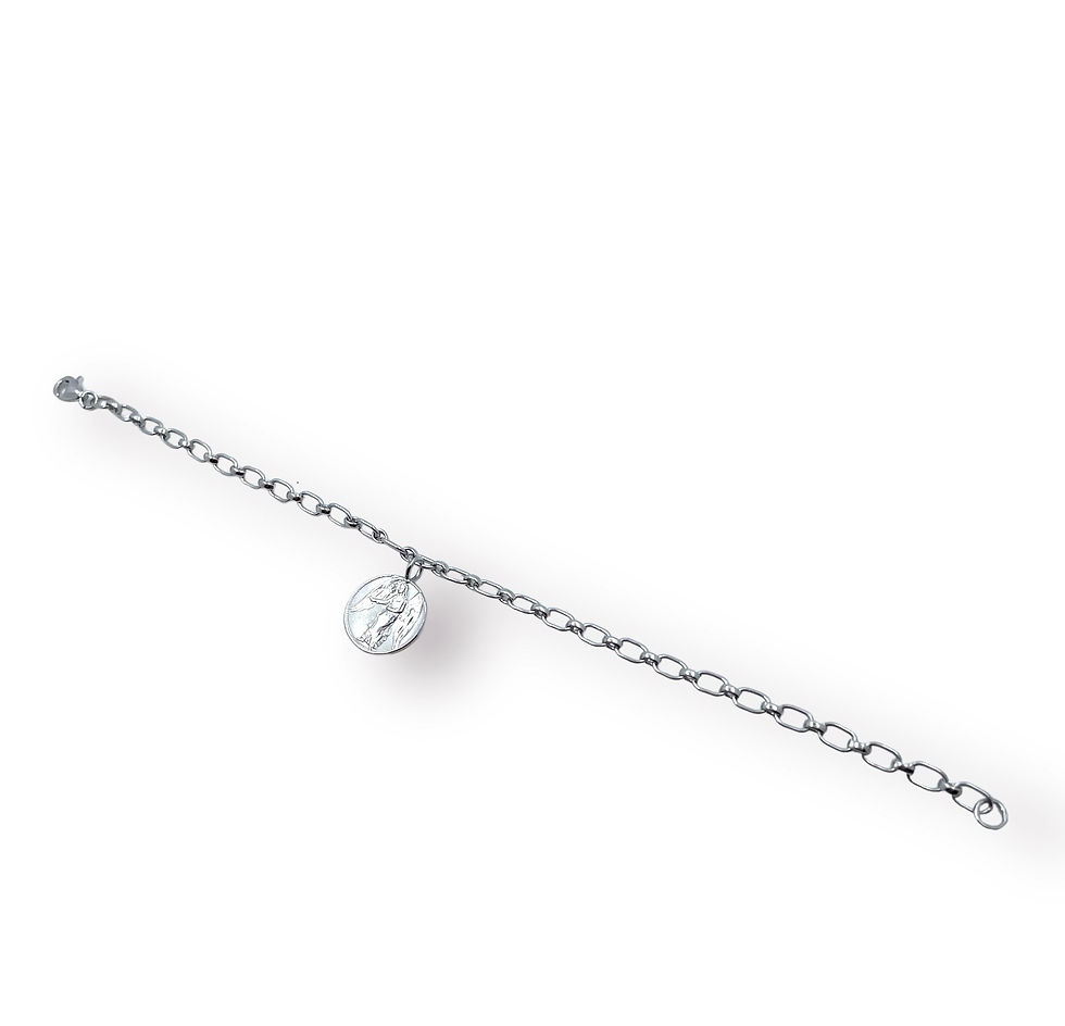 Miniaturbild: Gliederarmband mit integr. Schutzengel Anhänger/ zart in 925er Silber/ rhod.