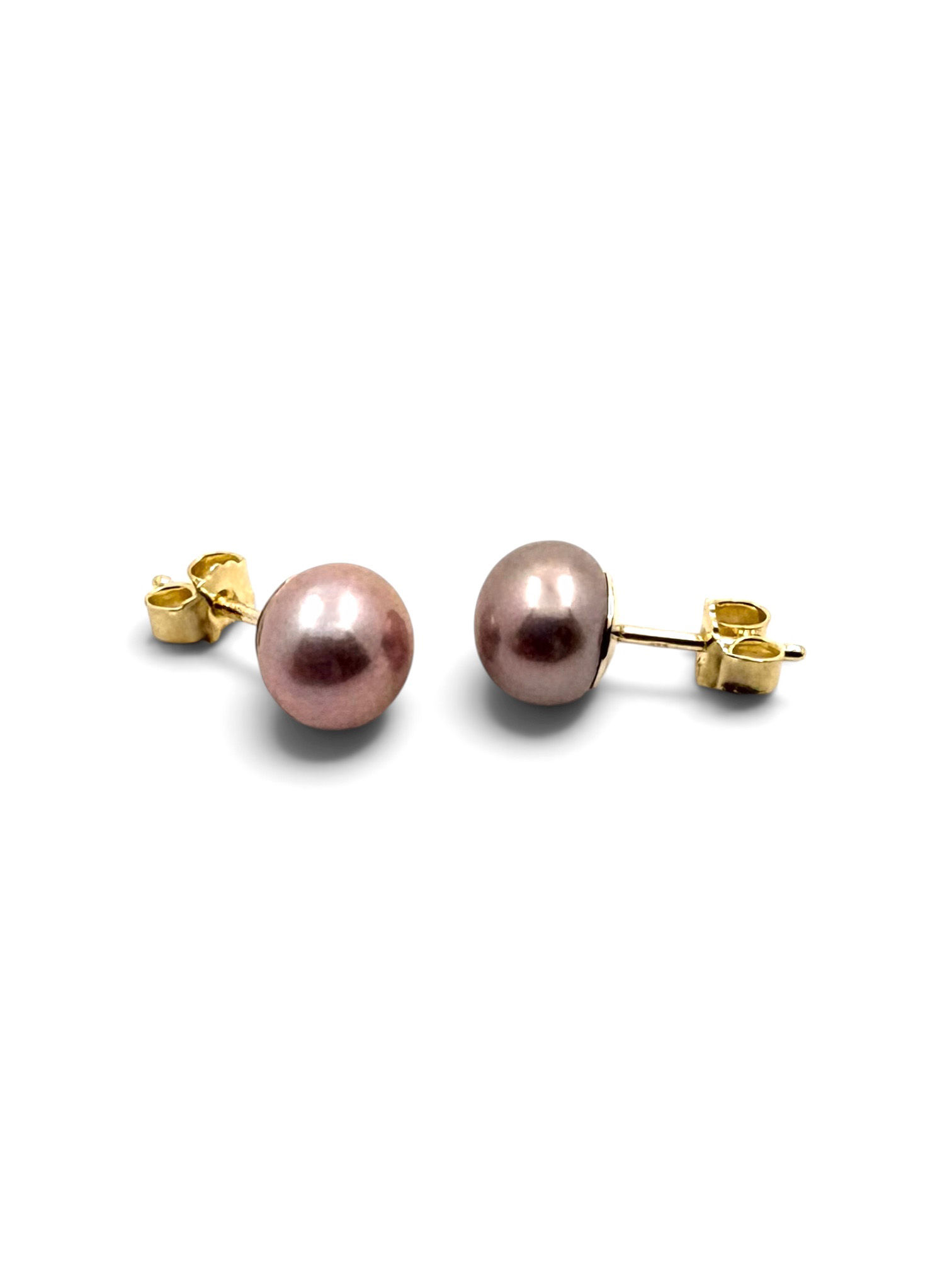 Ohrstecker Biwa Zuchtperlen rosé, d = 8,3 mm in 585er Gelbgold