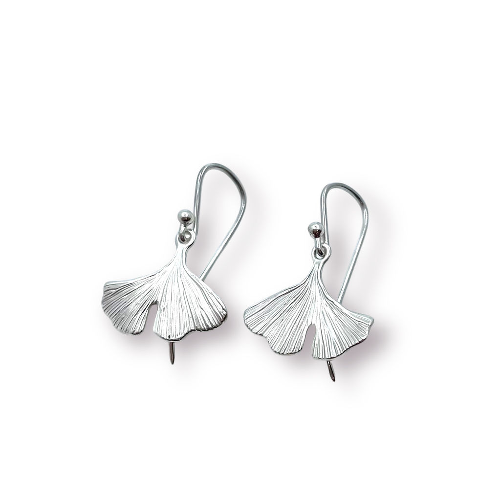 Ohrhänger "Ginkgo" Blatt in 925er Silber/ rhodiniert