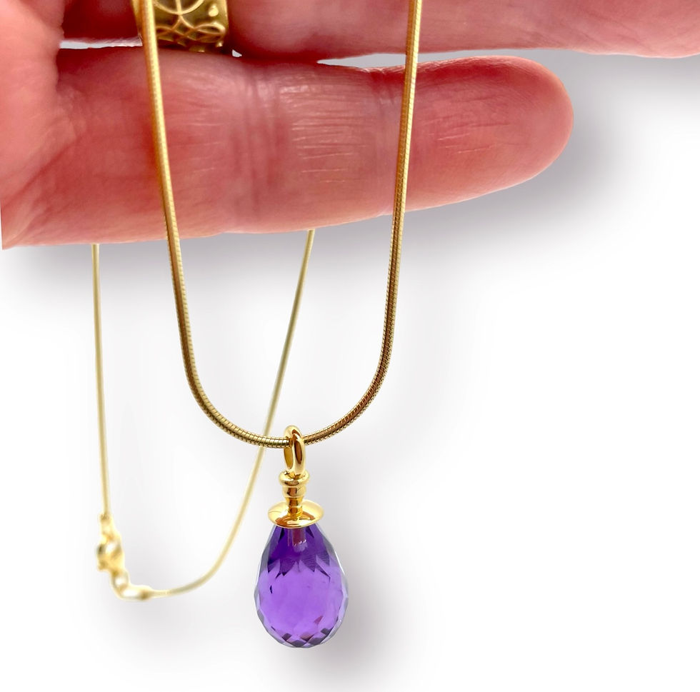 Miniaturbild: Unikat Anhänger Amethyst m. Zierfassung an Schlangenkette 925er Silber/vergoldet