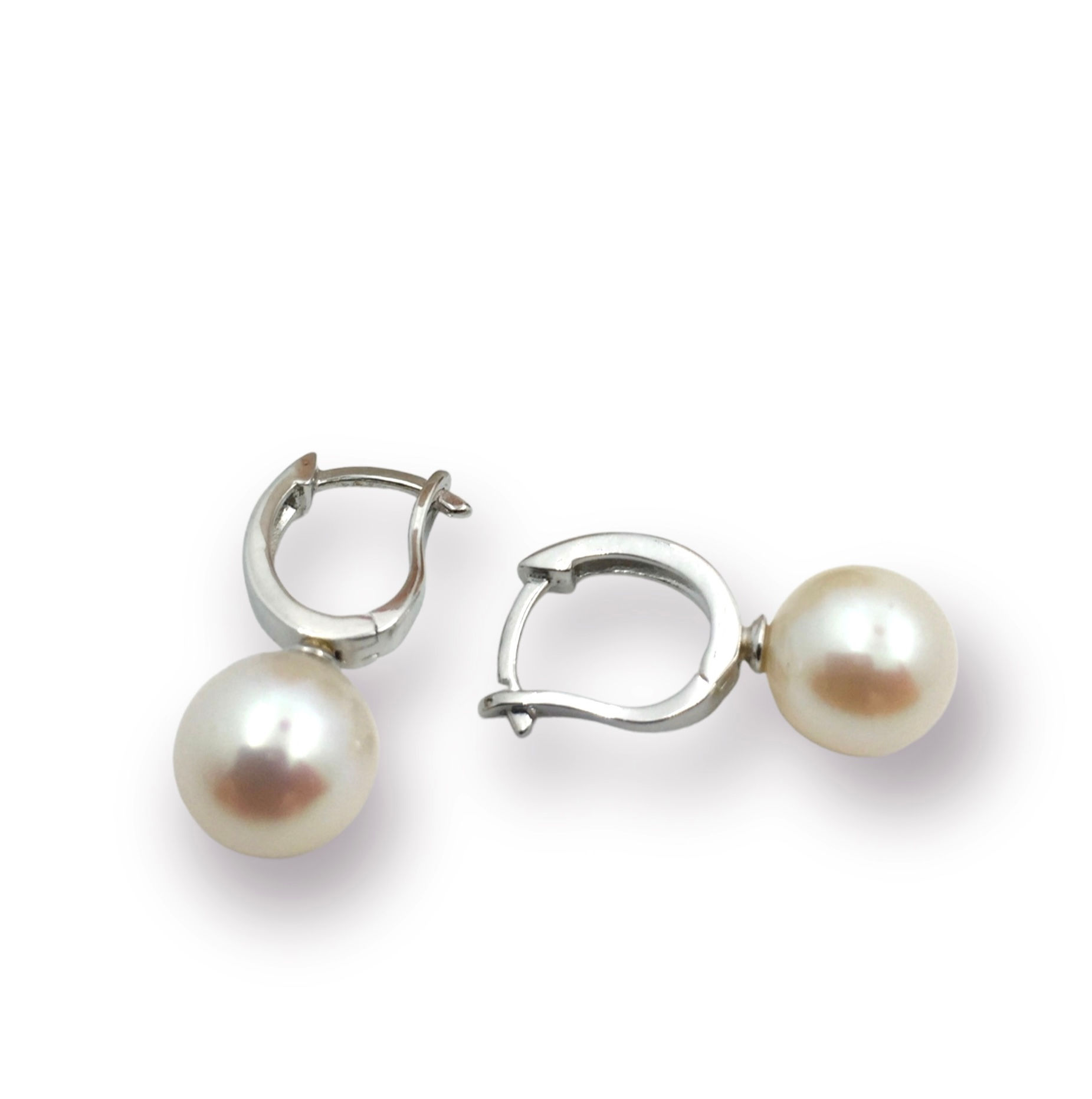 Creolen mit Süßwasser Zuchtperlen in 925er Silber/ rhodiniert