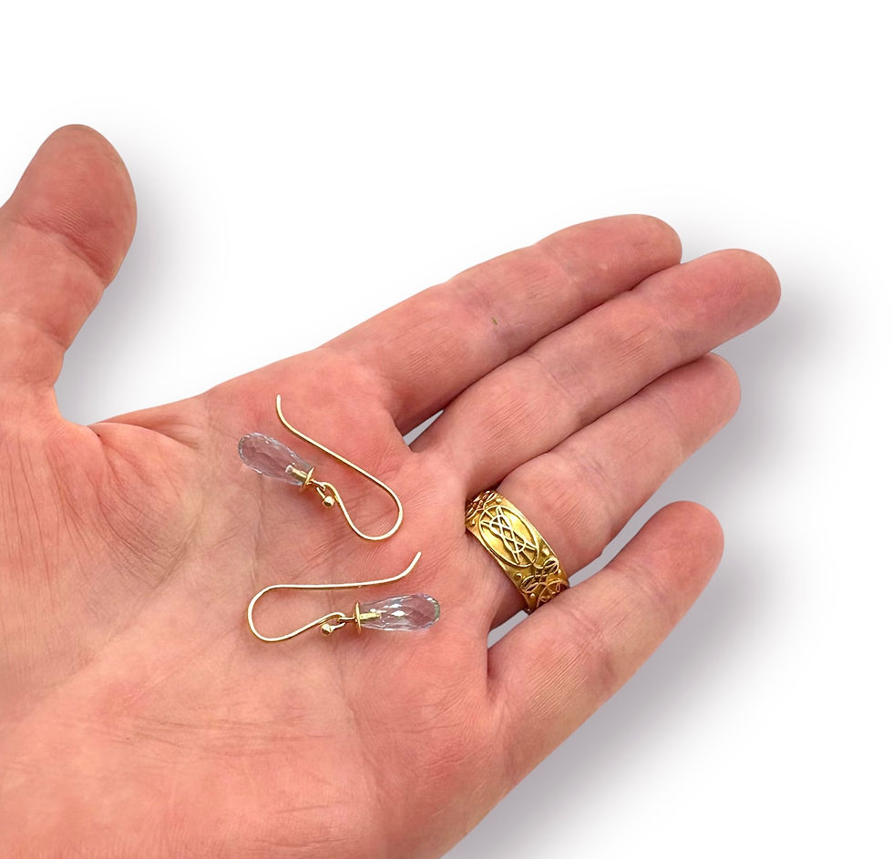 Miniaturbild: Ohrhänger mit Blautopas Tropfen/ facettiert in 750er Gelbgold