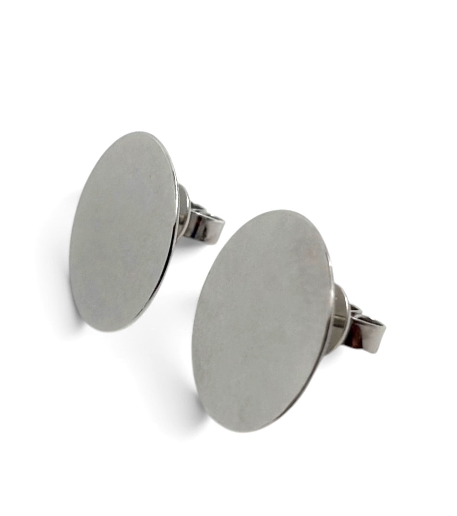 Ohrstecker "Scheibe" Gr. M in 925er Silber/ rhodiniert