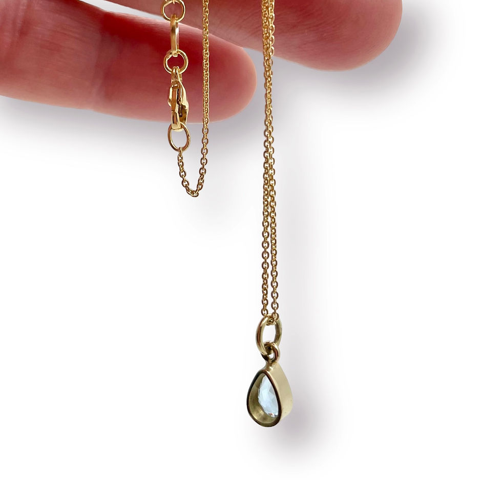 Miniaturbild: Anhänger Aquamarin Tropfen/ facett. "mini" an Ankerkette/ fein in 750er Gelbgold