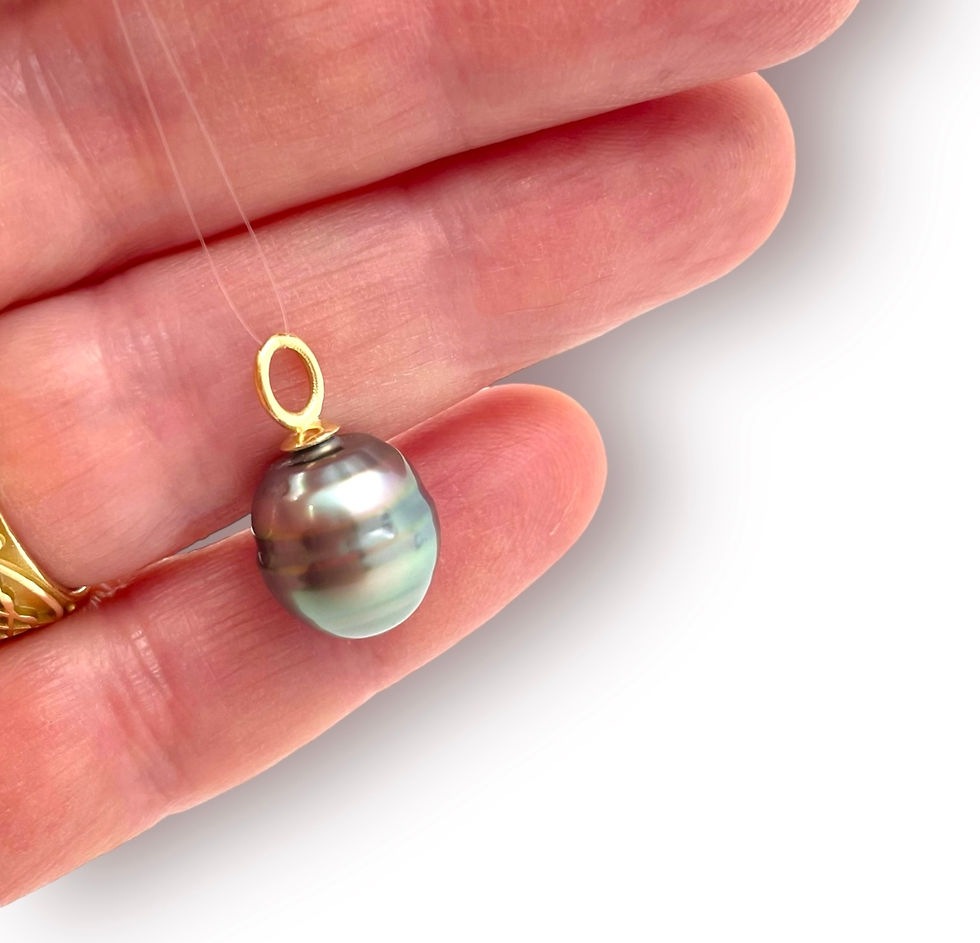 Miniaturbild: Tahiti-Perle "Tropfen" solo mit Aufhängung in 750er Gelbgold
