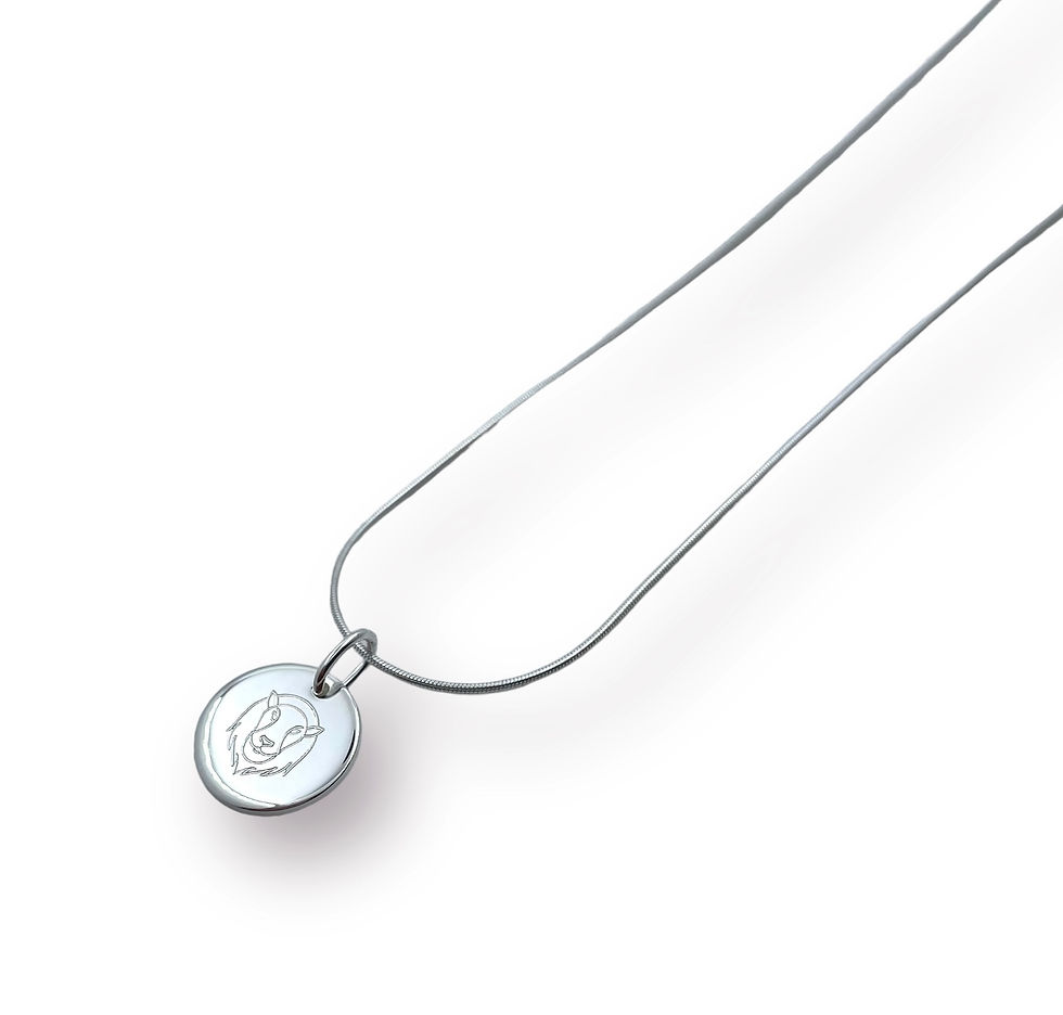 Miniaturbild: Massiver Plättchen Anhänger Motiv "Löwe" graviert an Schlangenkette in 925 Ag