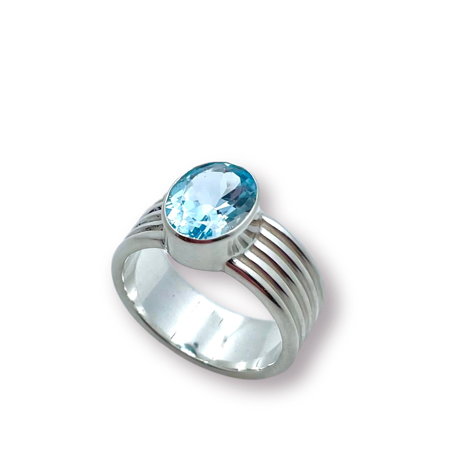 Ring Unikat in 935er Silber/rhod. mit Blautopas RW 54