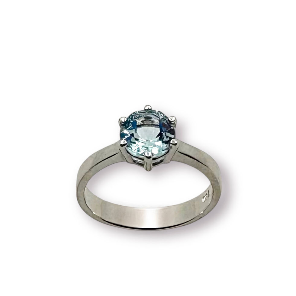 Miniaturbild: Aquamarin Ring Unikat in 750er Palladium Weißgold/ rhodiniert in RW 53 1/2