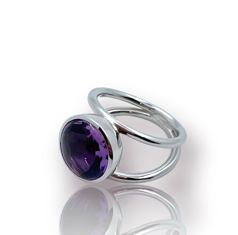 Ring Unikat m. Amethyst in 935er Silber rhodiniert, RW 53