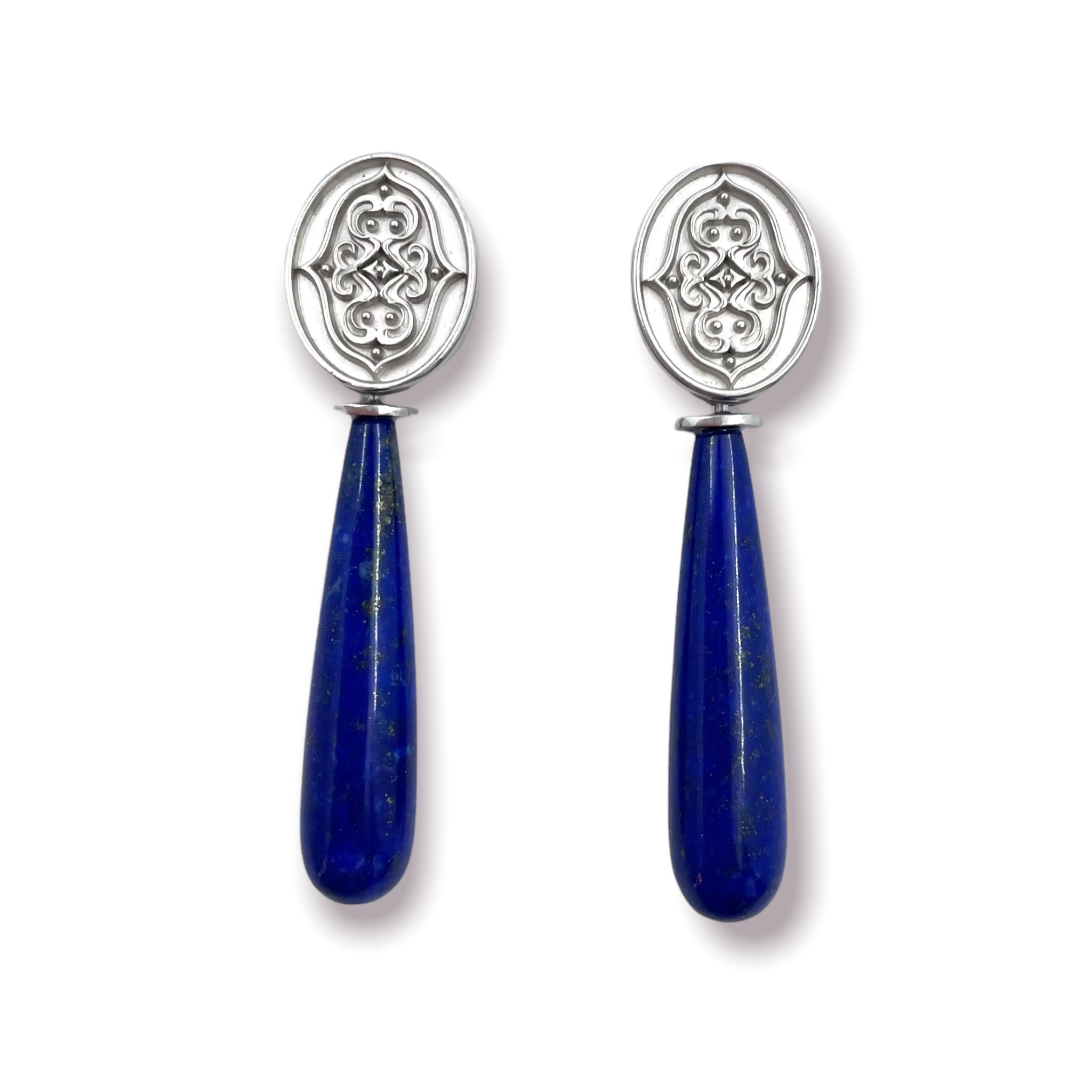 Ohrhänger mit Lapislazuli Pampeln in 925er Silber/ rhodiniert