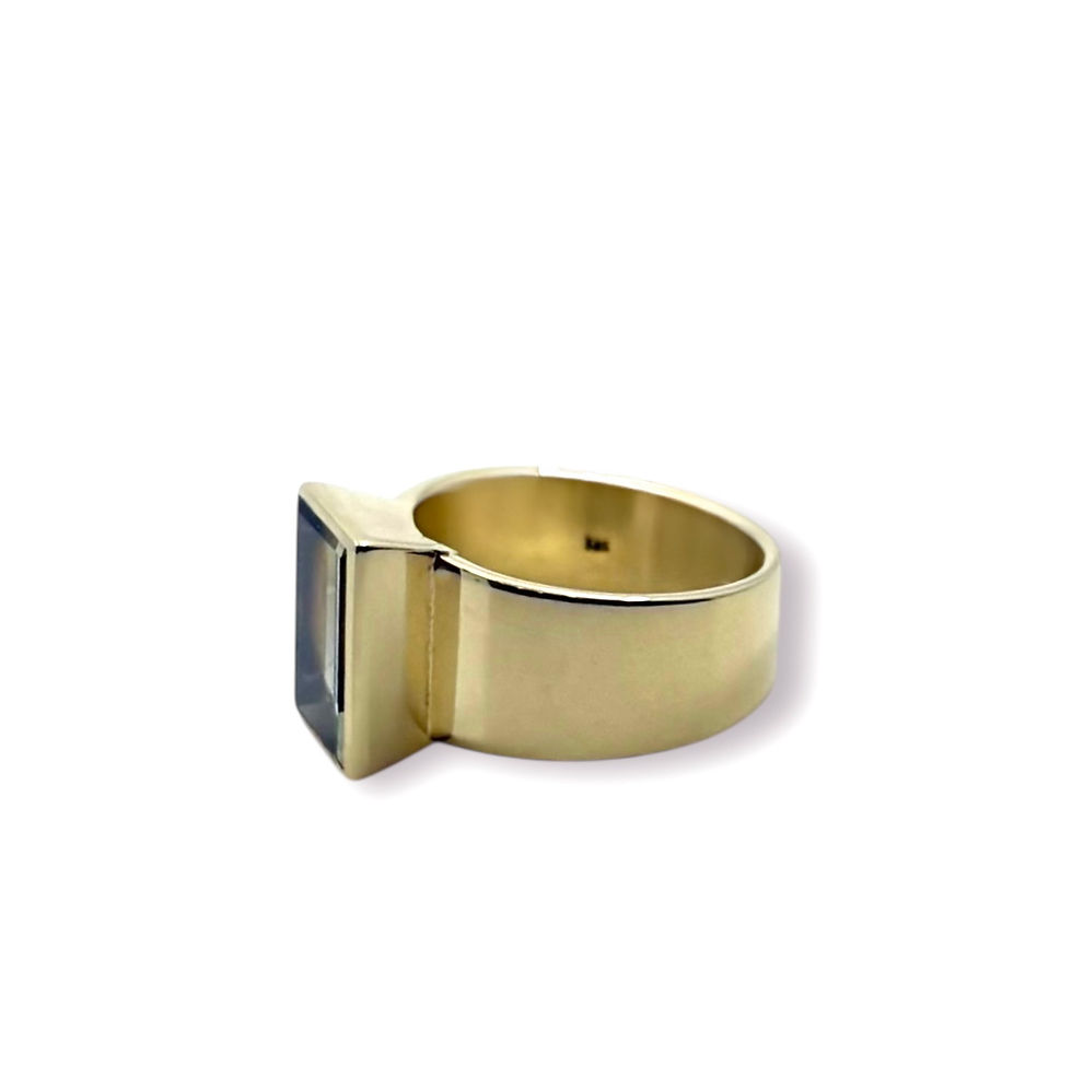 Miniaturbild: Unikat Ring mit Heliodor "Spiegelschliff" in 585er Gelbgold RW 52 1/2