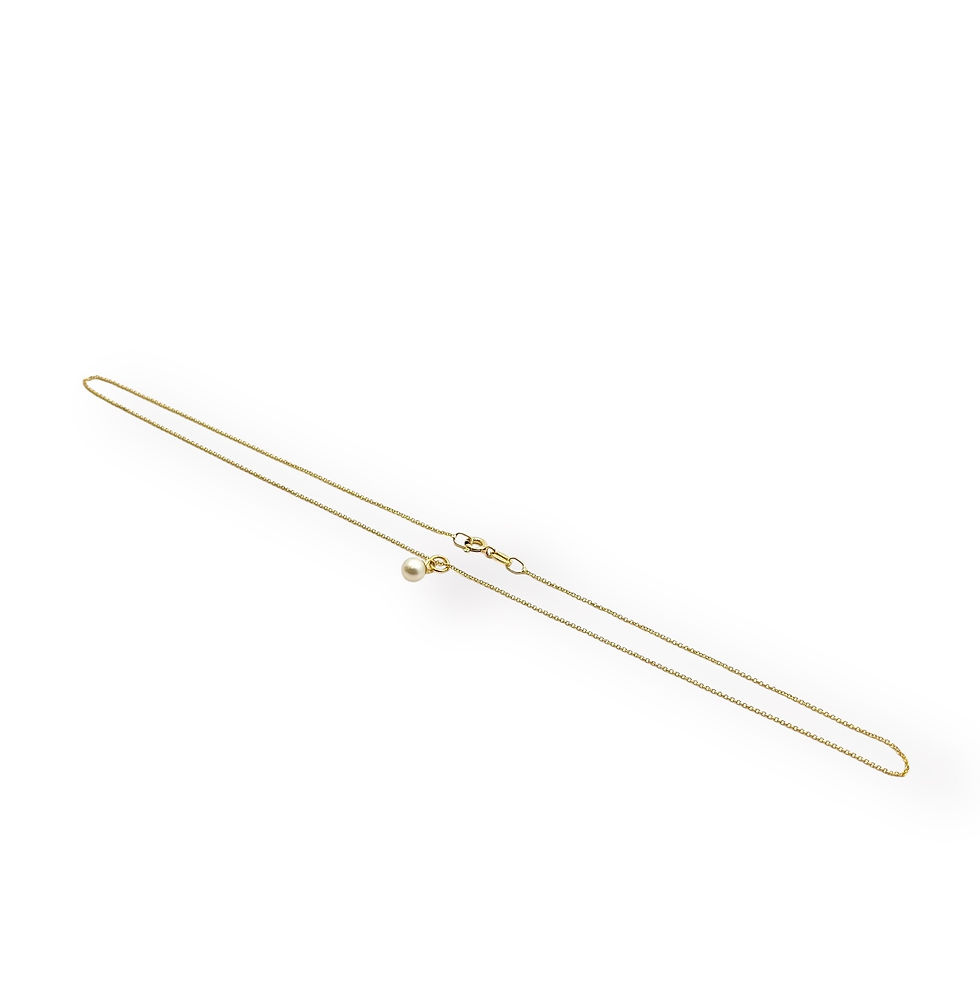 Miniaturbild: Perlen Anhänger/ klein an Ankerkette in 925er Silber/ Gelbgold vergoldet