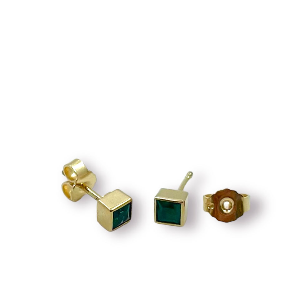 Miniaturbild: Ohrstecker in 750er Gelbgold mit Smaragd "carrée"