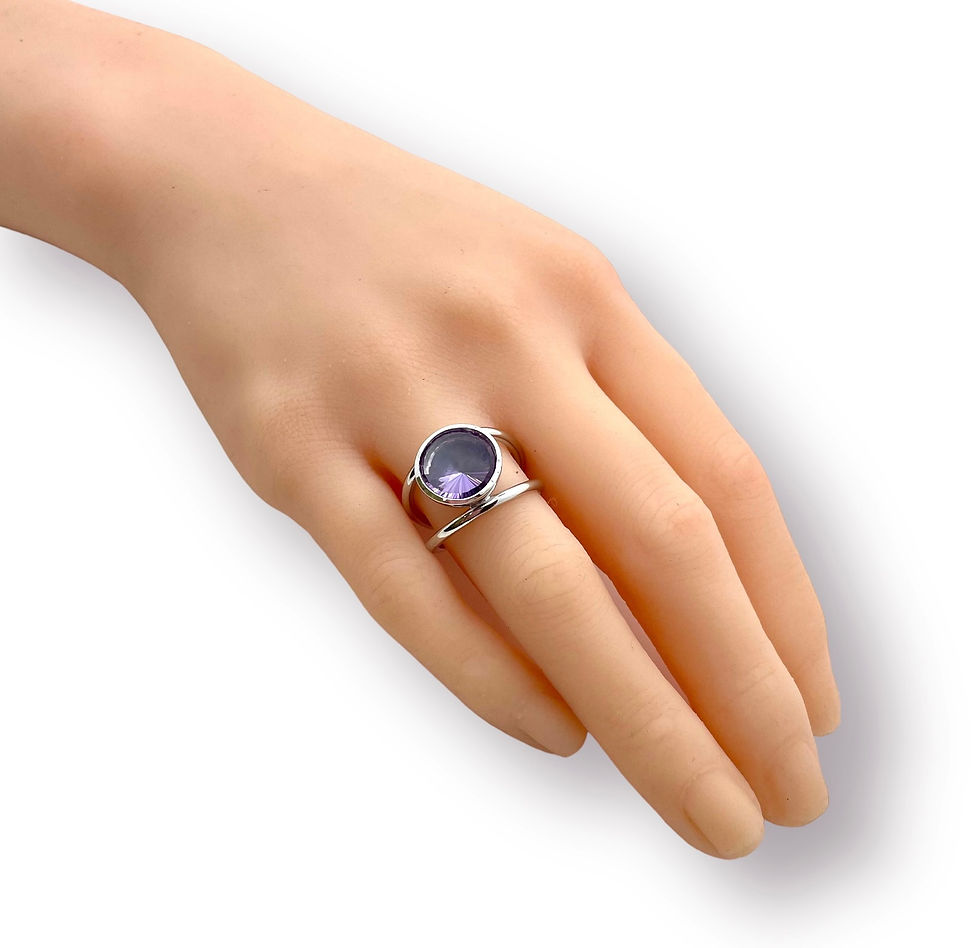 Miniaturbild: Ring Unikat in 935er Silber/rhodiniert mit Amethyst "Kaleidos-Cut"