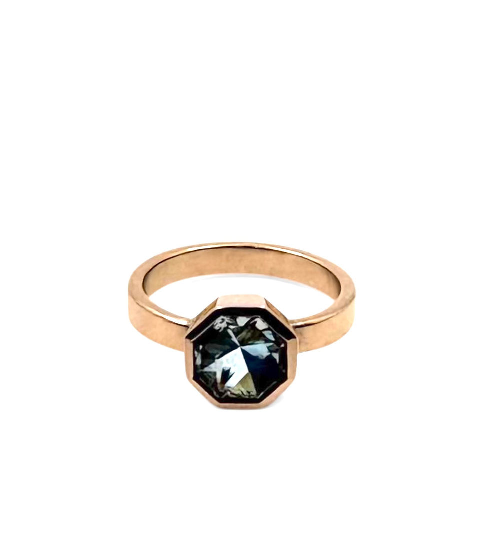 Miniaturbild: Ring Unikat in 585er Rotgold mit Blautopas/facett. „Bordeaux-Cut“ RW 53