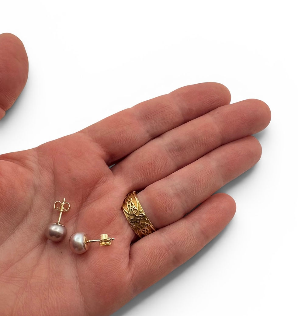 Miniaturbild: Ohrstecker Biwa Zuchtperlen rosé, d = 8,3 mm in 585er Gelbgold