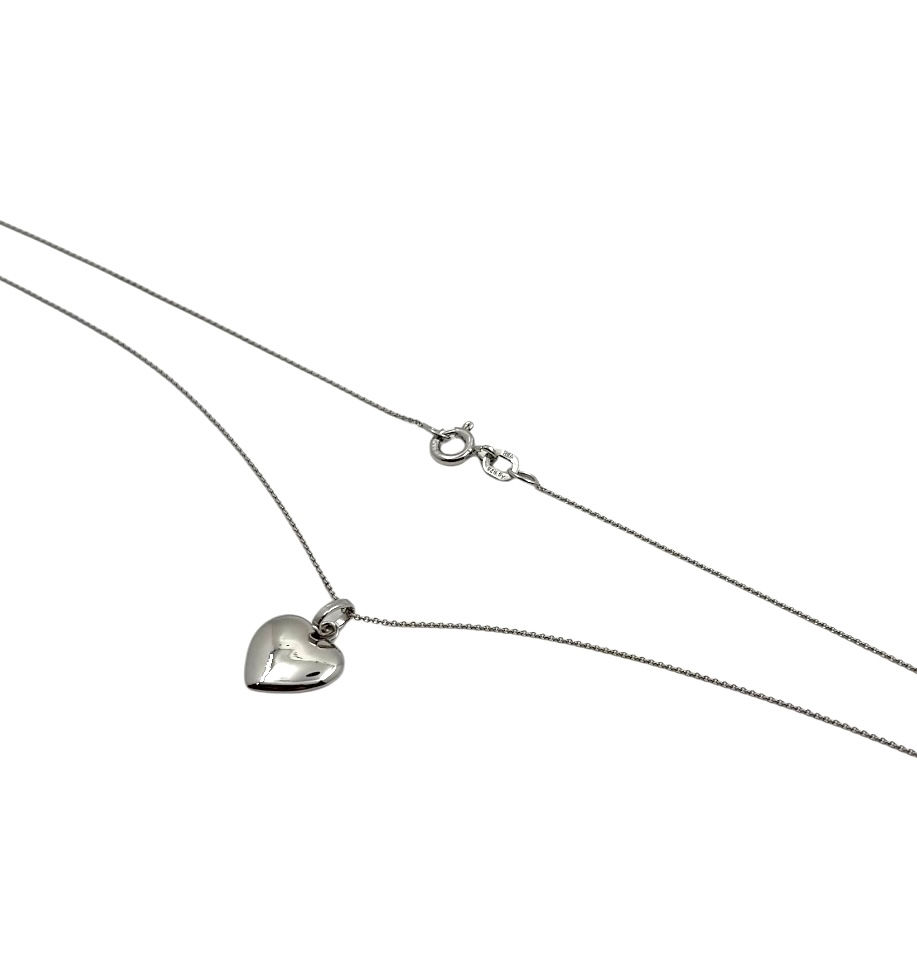 Miniaturbild: Anhänger Herz an Ankerkette/ fein in 925er Silber/ rhodiniert, Länge = 45 cm