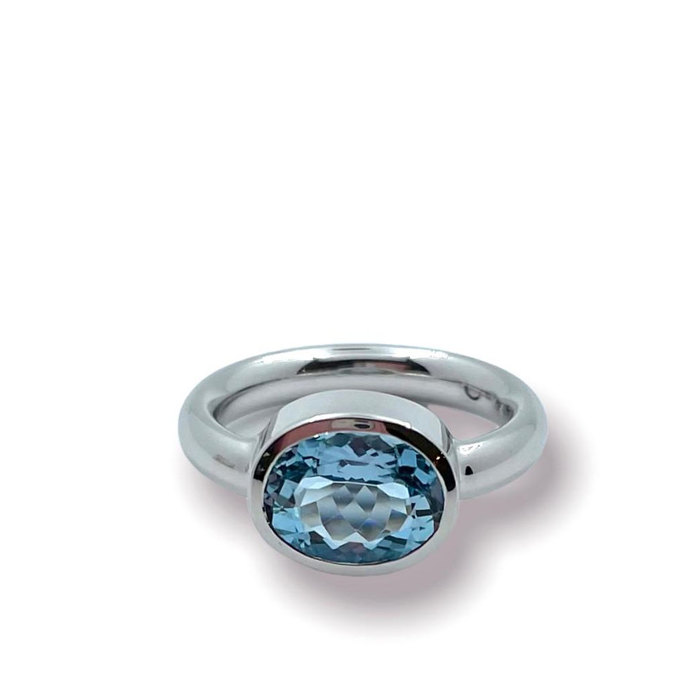 Miniaturbild: Ring Unikat in 750erWeißgold/rhodiniert mit Aquamarin in Ringweite 52 1/2