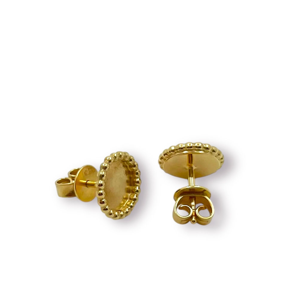 Miniaturbild: Ohrstecker "Plättchen mit Kugelrand" in 925er Silber/ 750er Gelbgold Plattierung