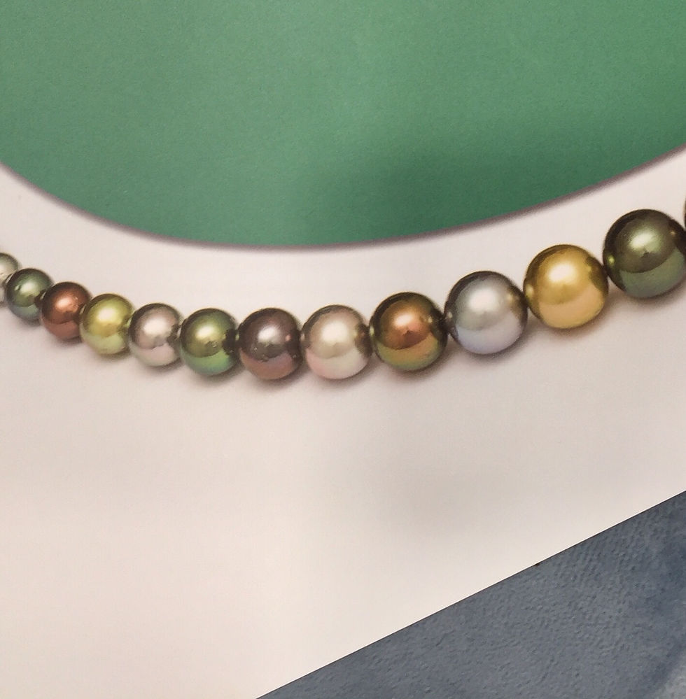 Miniaturbild: Tahiti-Perlen Collier mit 585er Gelbgold Elementen und Magnet -Kugelschließe