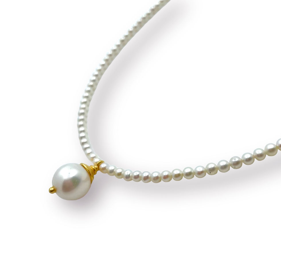 Miniaturbild: Perlencollier mit Anhänger u. Magnet-Kugelschliesse in 925er Silber/ verg.