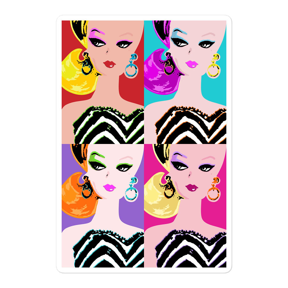 Thumbnail: Pop Art Barbie Bubble-Free Stickers 3x3", 4x4", 5.5x5.5"