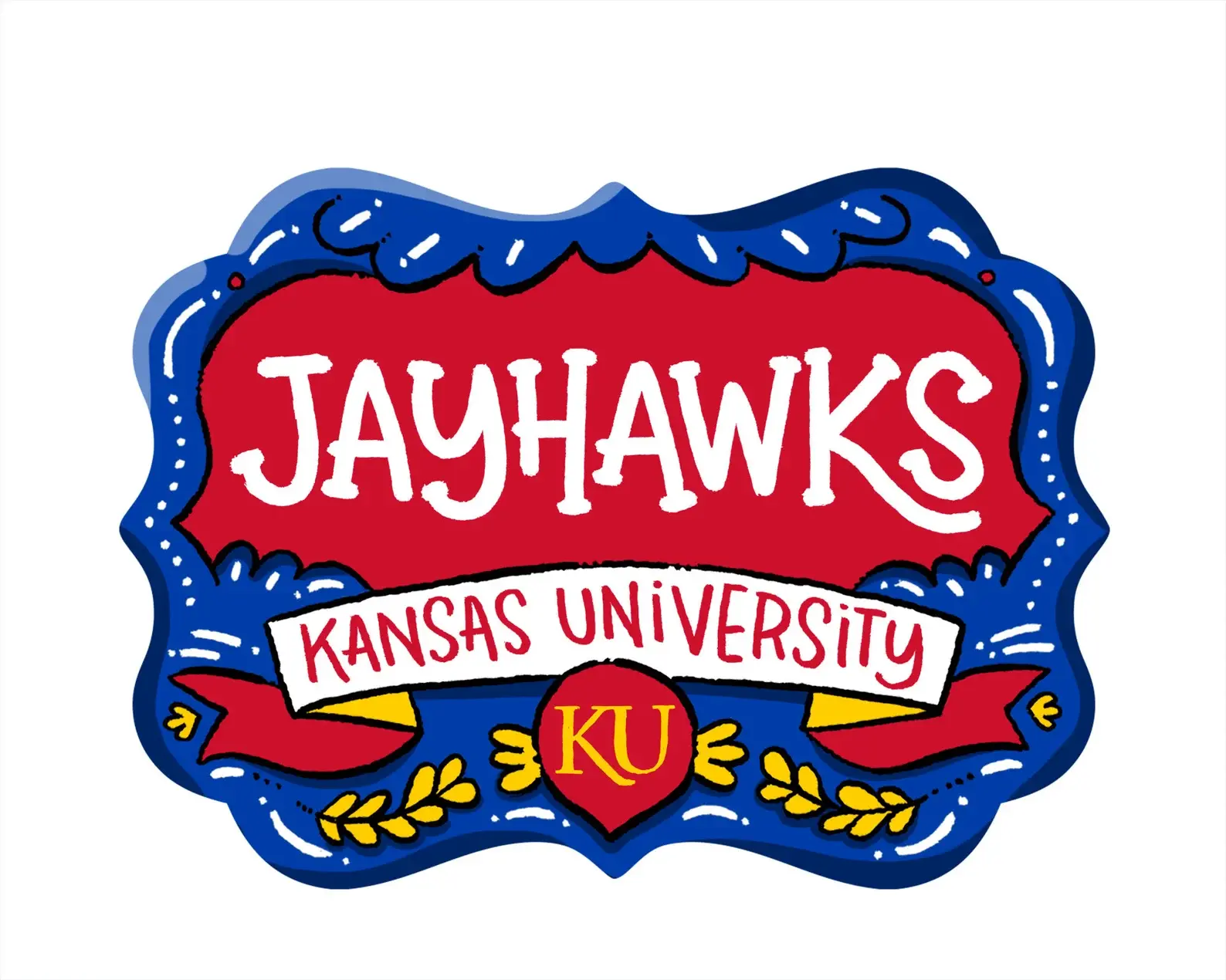 Kansas University, Jayhawks, Personalized Holiday Ornament