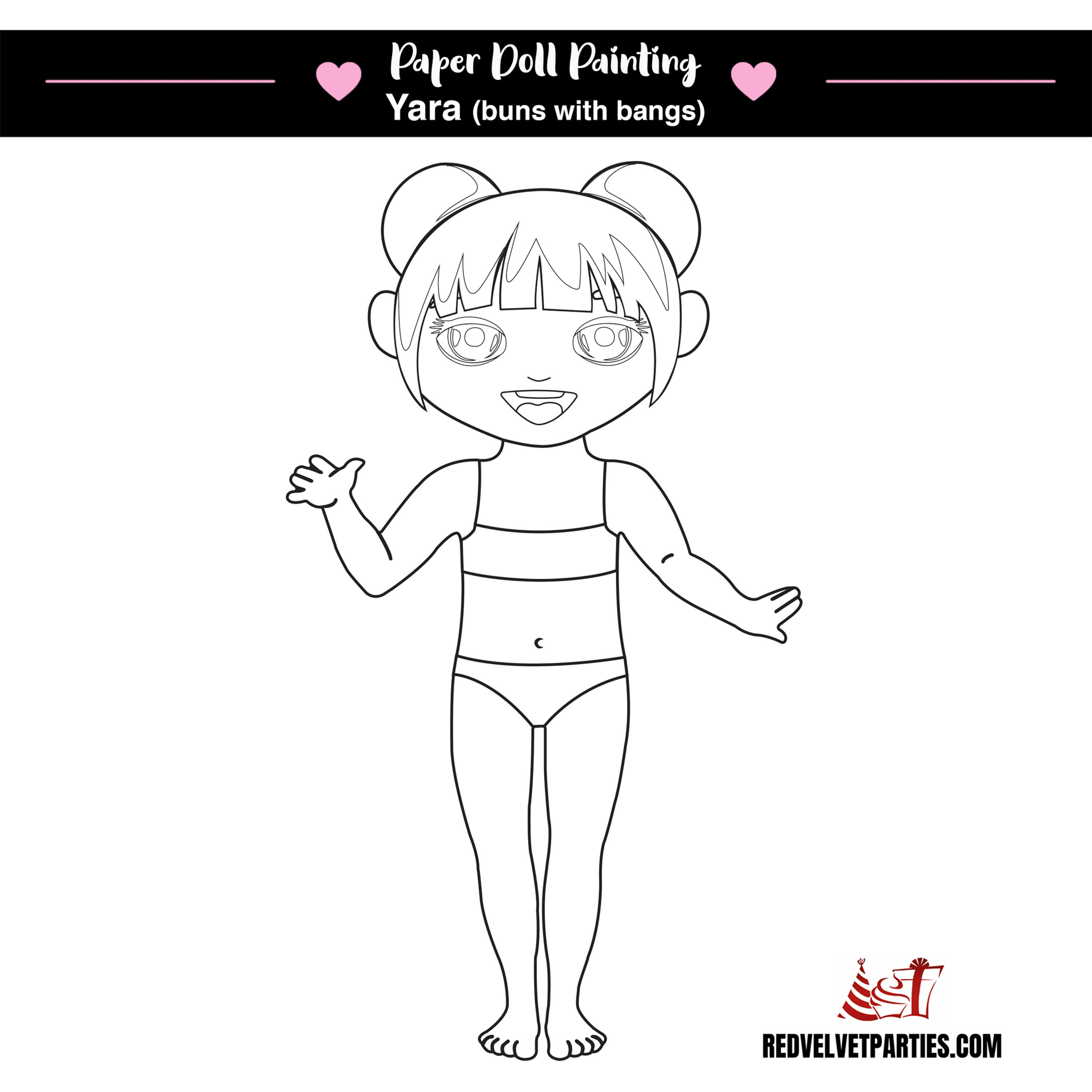 Yara Paper Doll Painting Outline Template