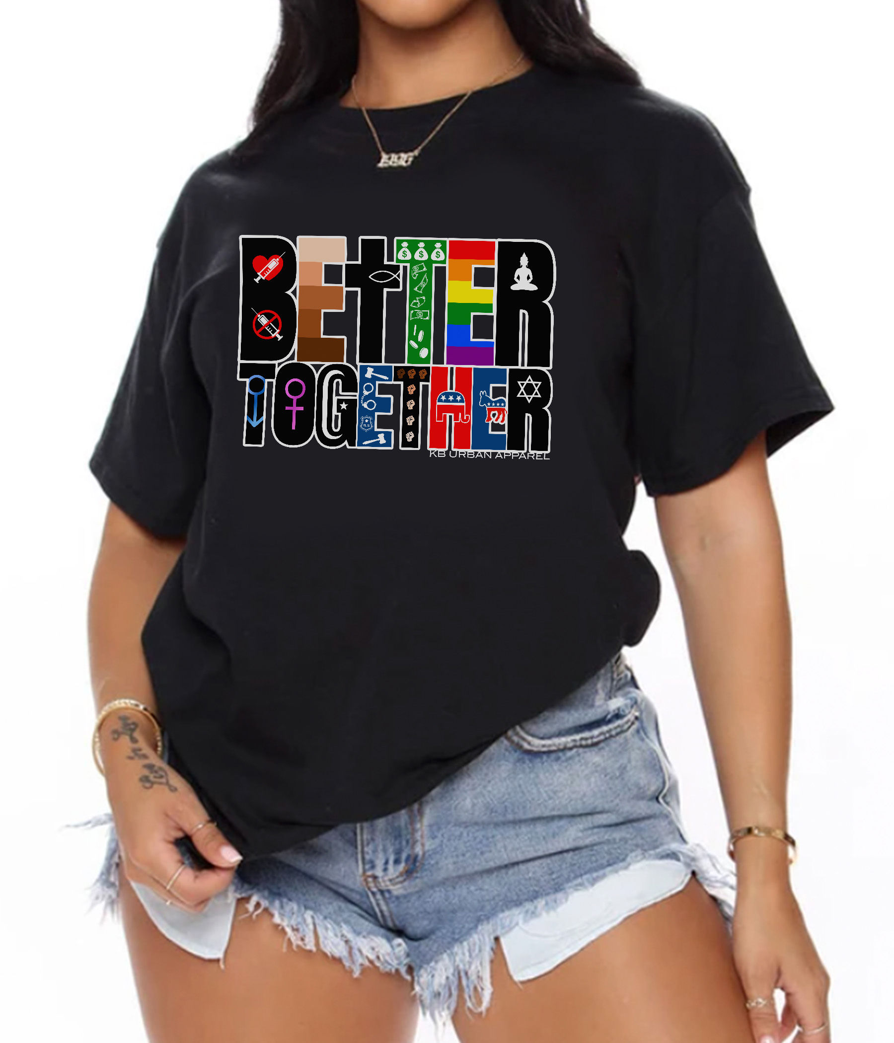 Black Better Together Despite Our Differences Unisex Tee