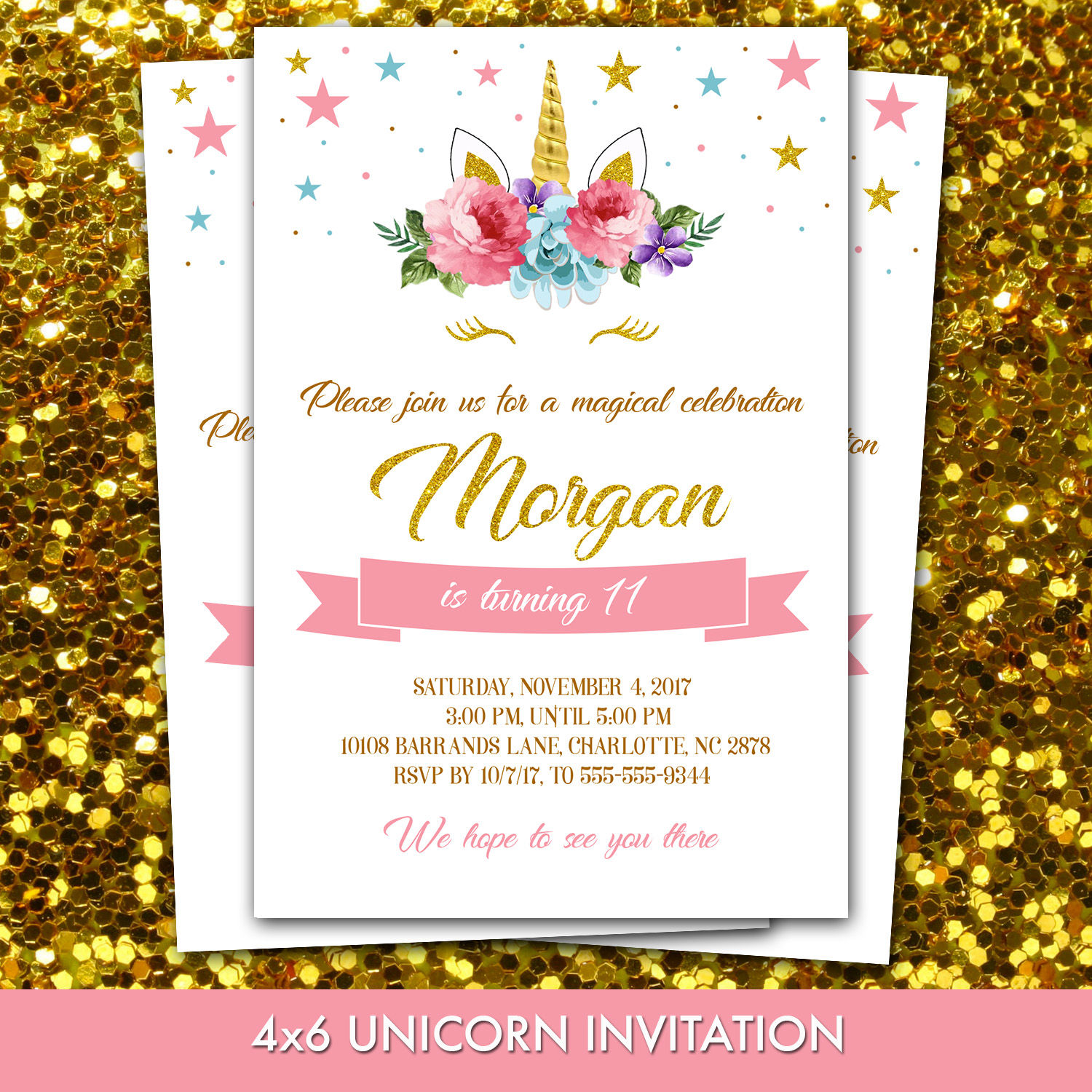 Unicorn Party Invitations