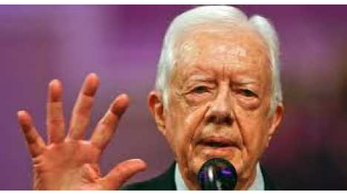 Duro na queda o Ex-Presidente dos EUA Jimmy Carter