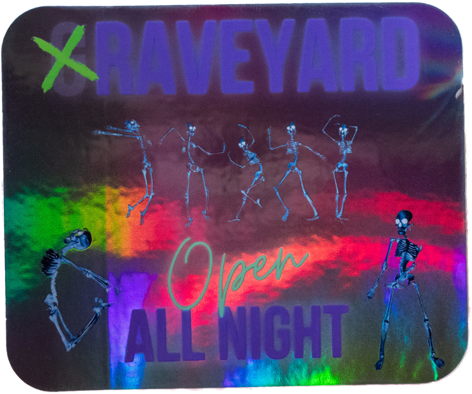 Graveyard Open All Night | Holographic Sticker